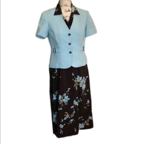 Studio I Dresses & Skirts - Studio I Teal and Brown Dress with Jacket (m)